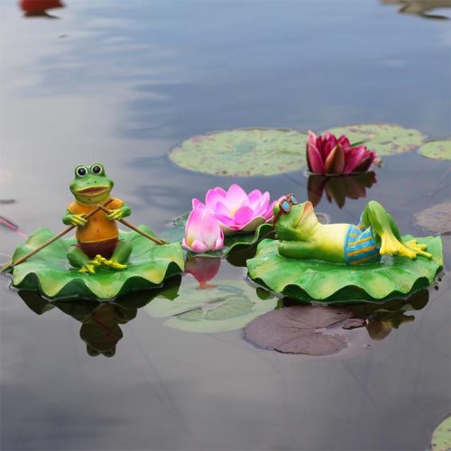 Плавающие декоративные садовые игрушки фигурки в виде лягушек на кувшинках
