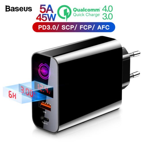 Baseus сенсорное зарядное устройство адаптер с поддержкой быстрой зарядки Quick Charge 4.0