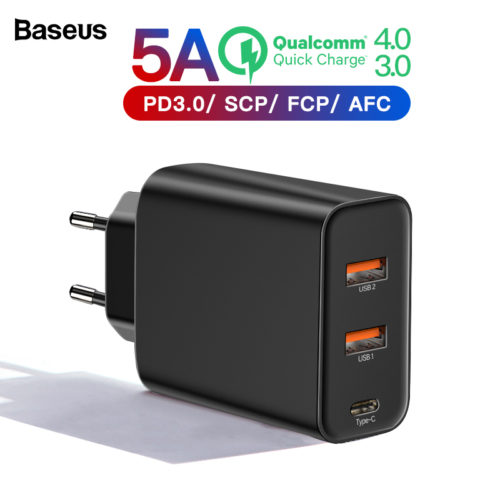 Baseus Зарядное устройство адаптер с поддержкой быстрой зарядки Quick Charge 4.0 3.0