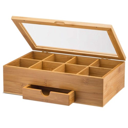 Бамбуковая деревянная коробка для хранения чая в пакетиках