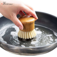 Щетка для мытья посуды с деревянной бамбуковой ручкой и щетиной из нейлона