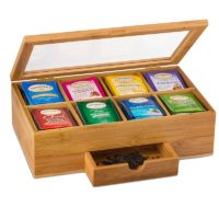 Бамбуковая деревянная коробка для хранения чая в пакетиках