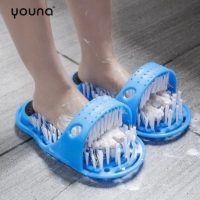 Пластиковые массажные тапочки для ног для ванной с щеткой и пемзой на присосках