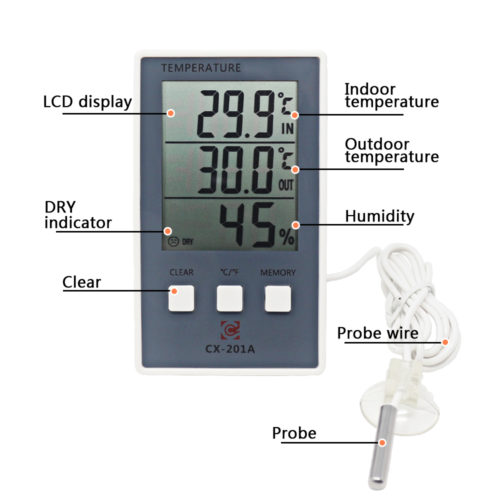 Цифровая метеостанция с термометром и гигрометром, с ЖК дисплеем