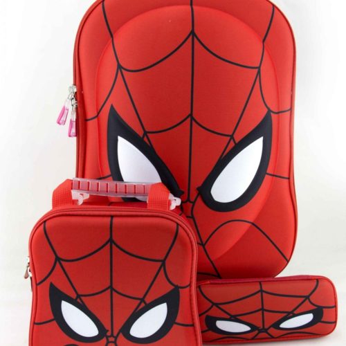 Набор детских сумок для мальчика с Человеком Пауком (чемодан с выдвижной ручкой, сумка и пенал)