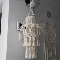 Плетеный абажур из макраме на подвесной светильник