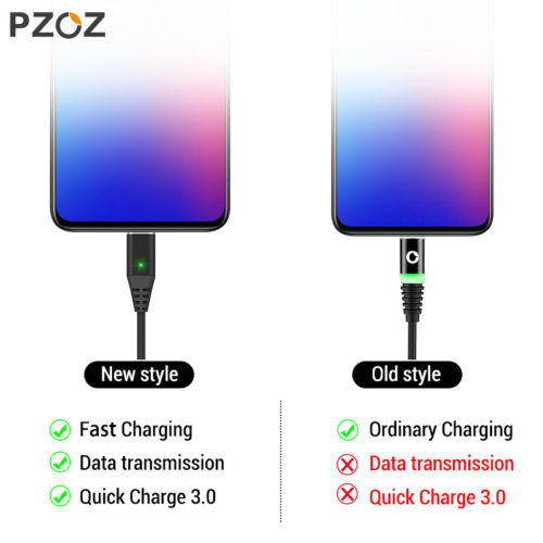 PZOZ магнитный кабель провод для быстрой зарядки Type C / Micro USB / Lightning (длина 1 или 2 м)