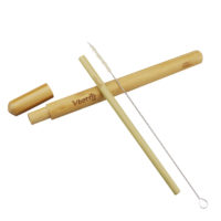 Многоразовая бамбуковая трубочка соломинка для напитков + ершик