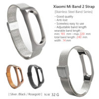 Сменный металлический тонкий ремешок из нержавеющей стали для фитнес браслета Xiaomi Mi Band 2
