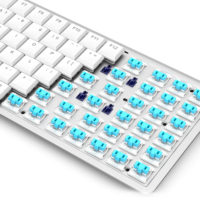 RK929 перезаряжаемая белая механическая Bluetooth клавиатура 96 клавиш со светодиодной подсветкой