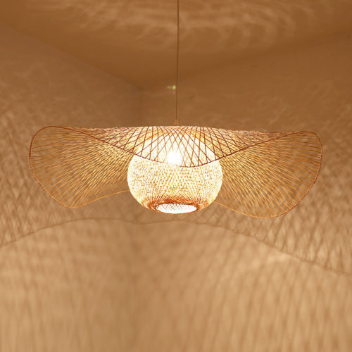 Бамбуковый плетеный ротанговый абажур на потолочную лампочку