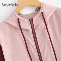 SweatyRocks весенняя бордовая женская ветровка куртка анорак