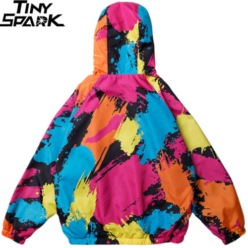 Tiny Spark мужская осенняя куртка анорак ветровка в уличном стиле с разноцветными мазками