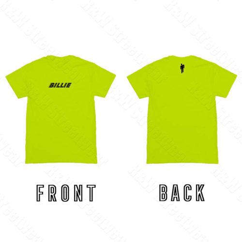 Кислотно зеленая футболка Билли Айлиш и надписью Billie