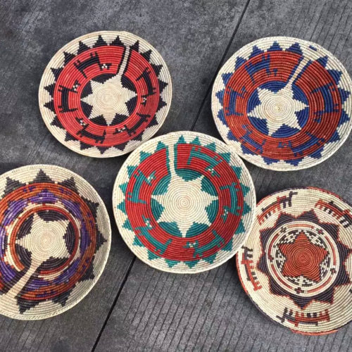 Декоративные круглые настенные тарелки из ротанга 30-39 см