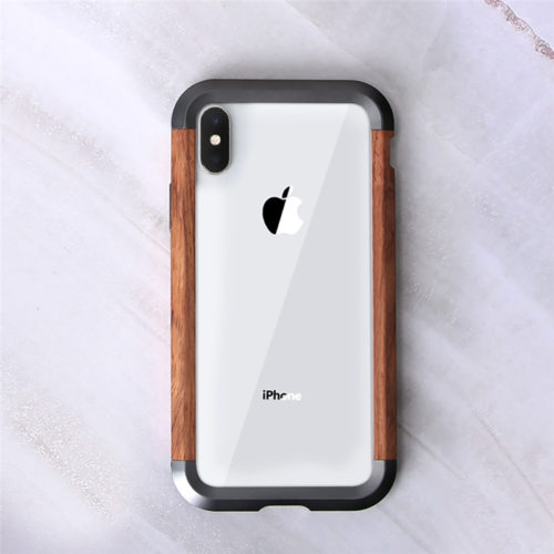 Алюминиевый + деревянный противоударный бампер для Apple Iphone (Айфона)