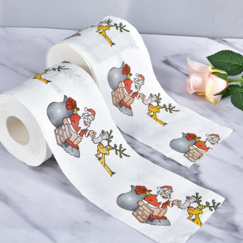 Туалетная бумага с новогодними рисунками (с Санта Клаусом)