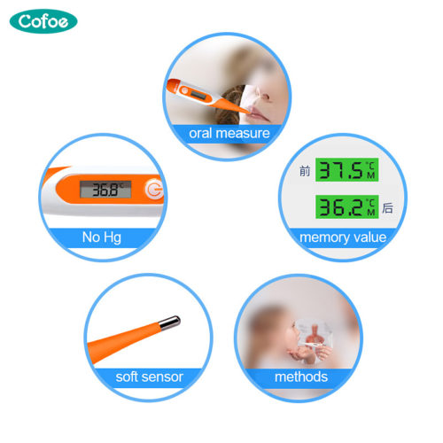 Cofoe цифровой термометр с ЖК-дисплеем и мягким гибким наконечником для измерения температуры тела