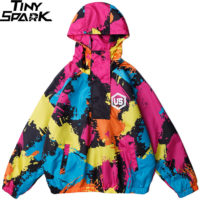 Tiny Spark мужская осенняя куртка анорак ветровка в уличном стиле с разноцветными мазками