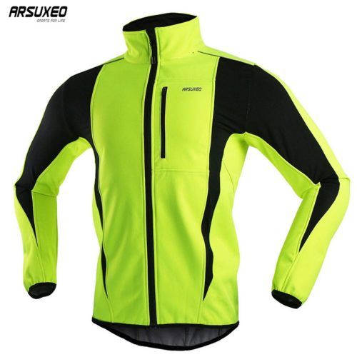ARSUXEO Водонепроницаемая светоотражающая спортивная мужская зимняя флисовая куртка для велоспорта