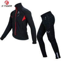 X-TIGER ветрозащитная светоотражающая зимняя теплая флисовая одежда костюм для велоспорта