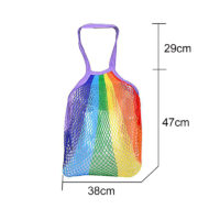 Радужная разноцветная тканевая сетчатая сумка авоська
