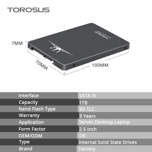 TOROSUS Внутренний твердотельный жесткий диск SATA III 2,5″