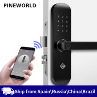 PINEWORLD Дверной биометрический умный WiFi замок с ручкой, со сканером отпечатка пальца и приложением