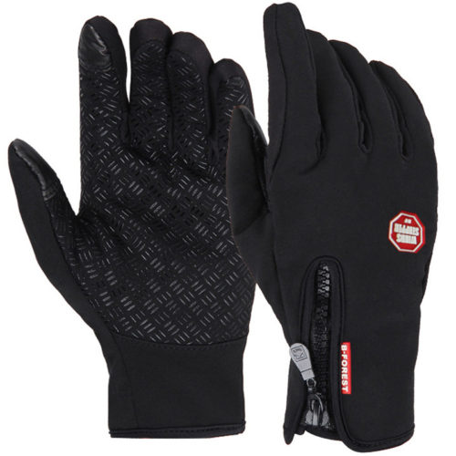 Зимние теплые спортивные перчатки унисекс с пальцами для сенсорных телефонов и молнией
