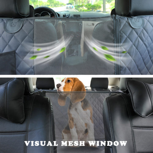 Чехол для на автомобильное заднее сиденье с сеткой, молнией и карманами для перевозки собак