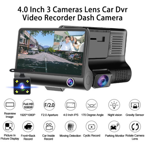 E-ACE Автомобильный видеорегистратор 4″ с камерой заднего вида
