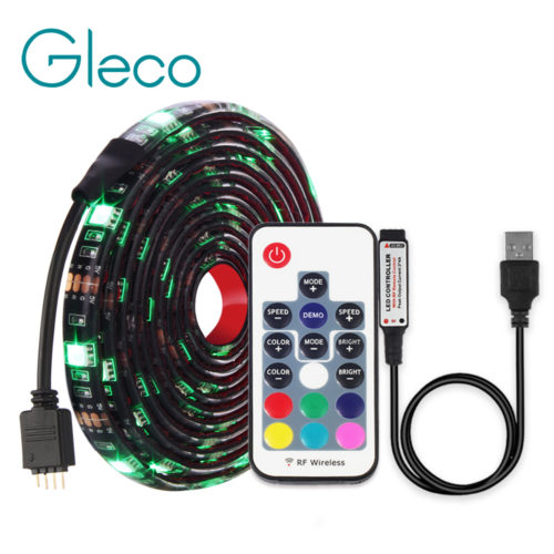 Gleco Светодиодная водонепроницаемая гибкая RGB USB лента 5050 с пультом дистанционного управления