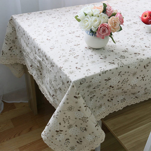 Льняная скатерть на стол с одуванчиками