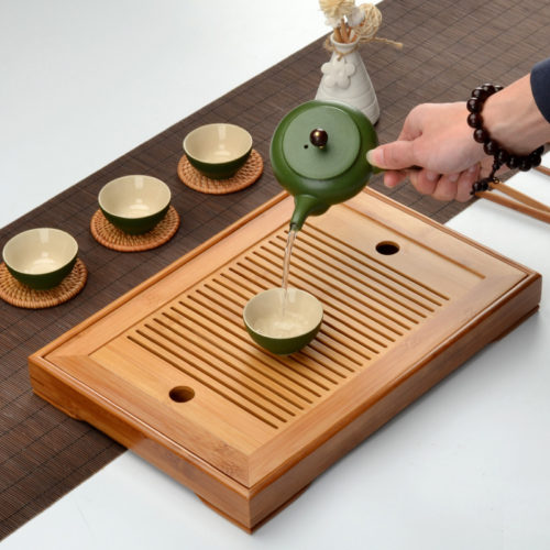 Поднос деревянный бамбуковый для чайной церемонии
